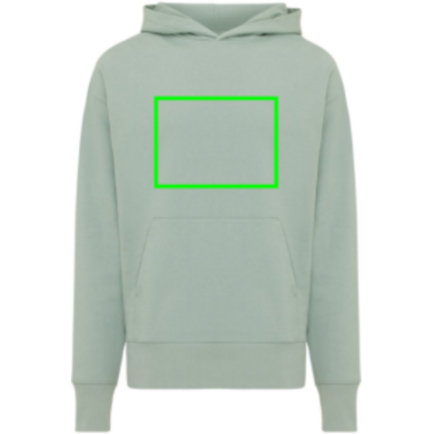 IQONIQ Yoho Relax-Hoodie aus recycelter Baumwolle Iceberg green bedrucken, Art.-Nr. T9402.023.XS