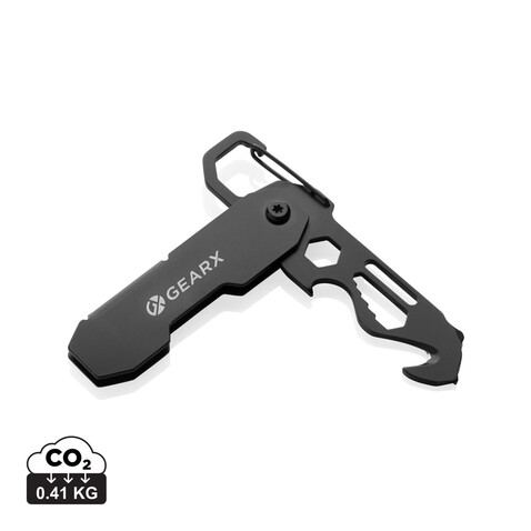 Gear X faltbares EDC-Werkzeug mit Karabinerhaken schwarz bedrucken, Art.-Nr. P221.2701 Gear X faltbares EDC-Werkzeug mit Karabinerhaken schwarz bedrucken, Art.-Nr. P221.2701