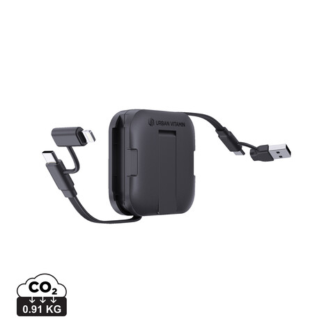 Urban Vitamin San Jose 100W-Halter mit einziehbarem Kabel schwarz bedrucken, Art.-Nr. P302.7201