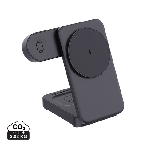 Urban Vitamin Arcadia 15W 3in1 Magnet-Charger aus RCS rABS schwarz bedrucken, Art.-Nr. P309.5101 Urban Vitamin Arcadia 15W 3in1 Magnet-Charger aus RCS rABS schwarz bedrucken, Art.-Nr. P309.5101