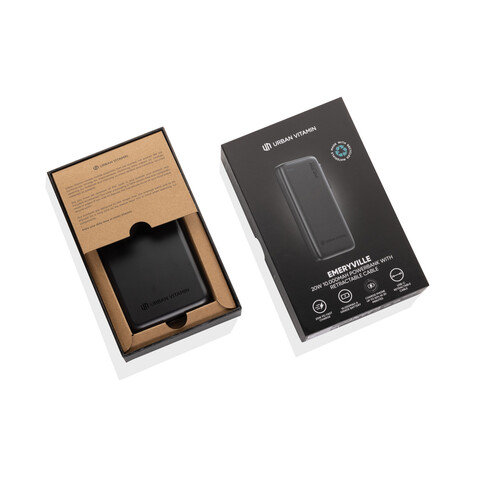 Urban Vitamin Emeryville 20W 10.000 mAh Powerbank schwarz bedrucken, Art.-Nr. P322.7301