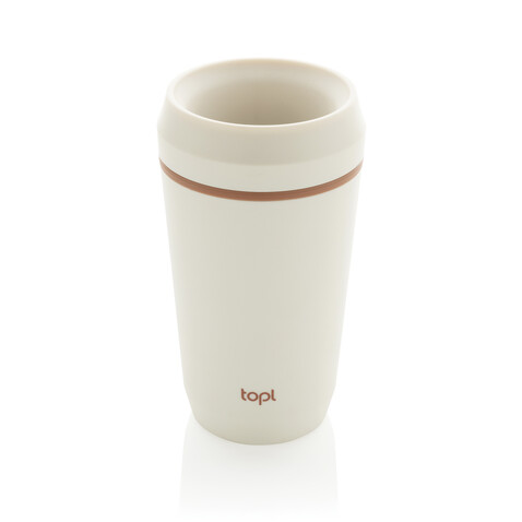 Topl-Becher aus rec. Kunststoff mit 360-Grad-Deckel 354ml weiß bedrucken, Art.-Nr. RBTGP12SA