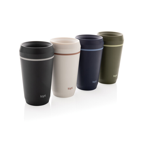 Topl-Becher aus rec. Kunststoff mit 360-Grad-Deckel 354ml weiß bedrucken, Art.-Nr. RBTGP12SA