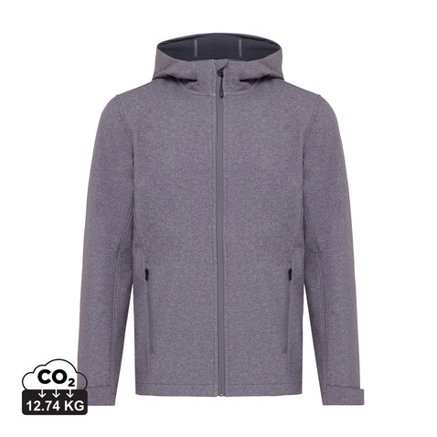 IQONIQ Makalu Herren Softshelljacke aus recyceltem Polyester vulcano heather grey bedrucken, Art.-Nr. T1700.028.XL