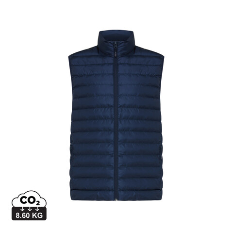 IQONIQ Meru Herren Bodywarmer aus recyceltem Polyester navy blau bedrucken, Art.-Nr. T1702.002.M