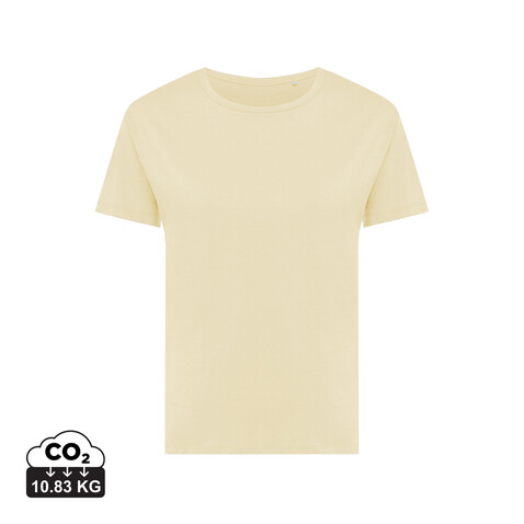 IQONIQ Yala Damen T-Shirt aus recycelter Baumwolle cream yellow bedrucken, Art.-Nr. T4100.036.XL