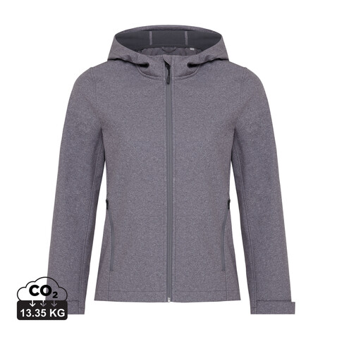 IQONIQ Makalu Damen Softshelljacke aus recyceltem Polyester vulcano heather grey bedrucken, Art.-Nr. T4700.028.M