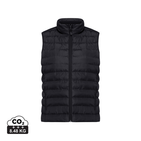 IQONIQ Meru Damen Bodywarmer aus recyceltem Polyester schwarz bedrucken, Art.-Nr. T4702.001.L