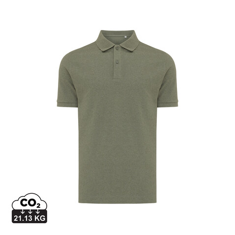 IQONIQ Yosemite Piqué-Poloshirt aus recycelter Baumwolle heather green bedrucken, Art.-Nr. T9200.015.M