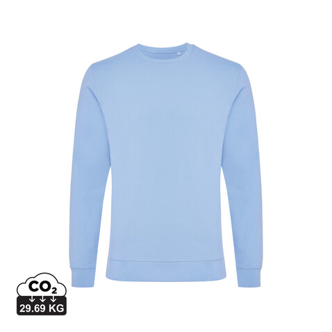 IQONIQ Zion Rundhals-Sweater aus recycelter Baumwolle sky blue bedrucken, Art.-Nr. T9300.022.L