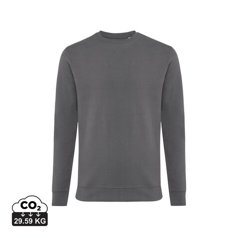IQONIQ Zion Rundhals-Sweater aus recycelter Baumwolle anthrazit bedrucken, Art.-Nr. T9300.019.M