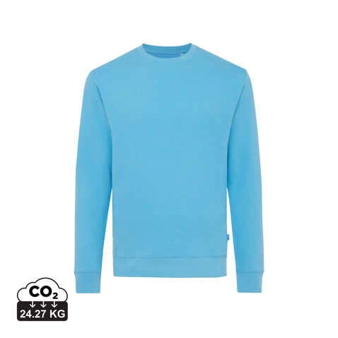 IQONIQ Zion Rundhals-Sweater aus recycelter Baumwolle tranquil blue bedrucken, Art.-Nr. T9300.010.L