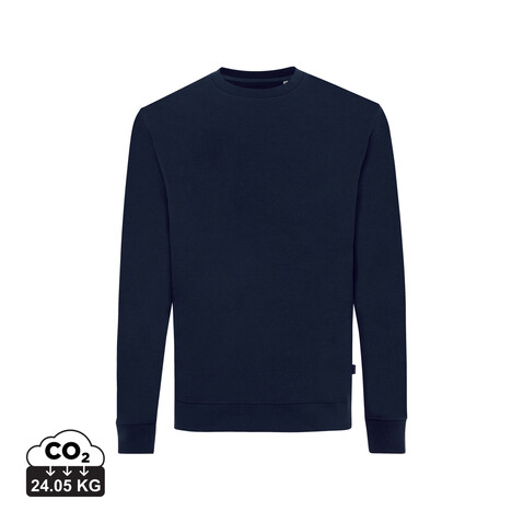 IQONIQ Zion Rundhals-Sweater aus recycelter Baumwolle navy blau bedrucken, Art.-Nr. T9300.002.XS