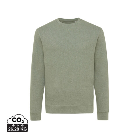 IQONIQ Denali ungefärbt. Rundhals-Sweater aus recycelter BW heather green bedrucken, Art.-Nr. T9301.015.XXL