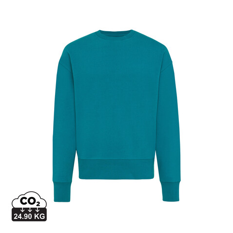 IQONIQ Kruger Relax-Rundhals-Sweater aus recycelt. Baumwolle verdigris bedrucken, Art.-Nr. T9302.009.XL