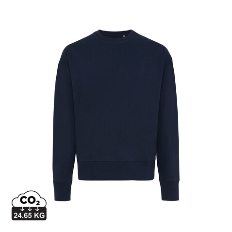 IQONIQ Kruger Relax-Rundhals-Sweater aus recycelt. Baumwolle navy blau bedrucken, Art.-Nr. T9302.002.XS