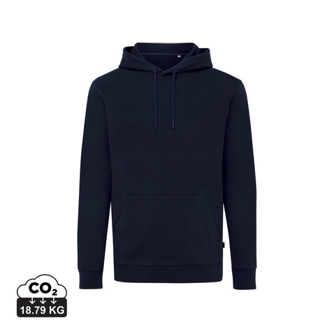 IQONIQ Jasper Hoodie aus recycelter Baumwolle navy blau bedrucken, Art.-Nr. T9400.002.XXS