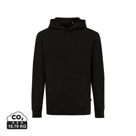 IQONIQ Jasper Hoodie aus recycelter Baumwolle schwarz bedrucken, Art.-Nr. T9400.001.L