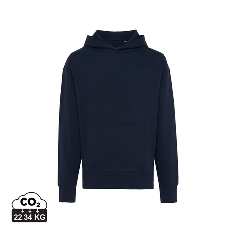 IQONIQ Yoho Relax-Hoodie aus recycelter Baumwolle navy blau bedrucken, Art.-Nr. T9402.002.XXS