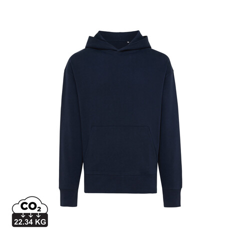 IQONIQ Yoho Relax-Hoodie aus recycelter Baumwolle navy blau bedrucken, Art.-Nr. T9402.002.L