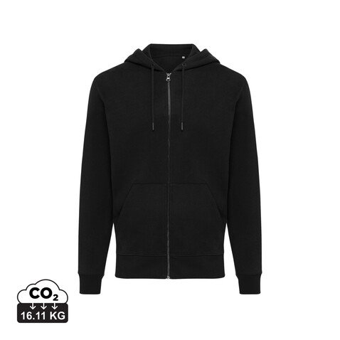 IQONIQ Abisko Zip-Kapuzenpullover aus recycelter Baumwolle schwarz bedrucken, Art.-Nr. T9600.001.S