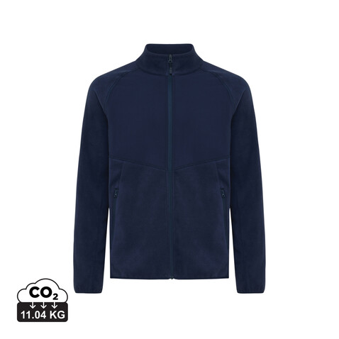 IQONIQ Talung Mikrofleece Jacke aus recyceltem Polyester navy blau bedrucken, Art.-Nr. T9603.002.M