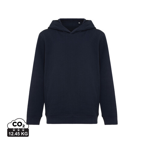 IQONIQ Yengo KidsHoodie mit Seitentaschen aus rec. Baumwolle navy blau bedrucken, Art.-Nr. T6404.002.78