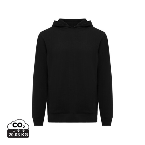 IQONIQ Yengo Hoodie mit Seitentaschen aus rec. Baumwolle schwarz bedrucken, Art.-Nr. T9405.001.XXL