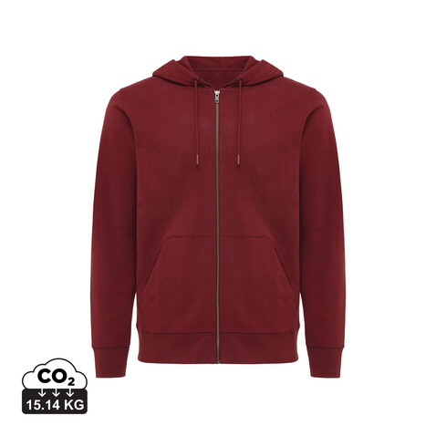IQONIQ Abisko Zip-Kapuzenpullover aus recycelter Baumwolle burgunderrot bedrucken, Art.-Nr. T9600.007.XXS