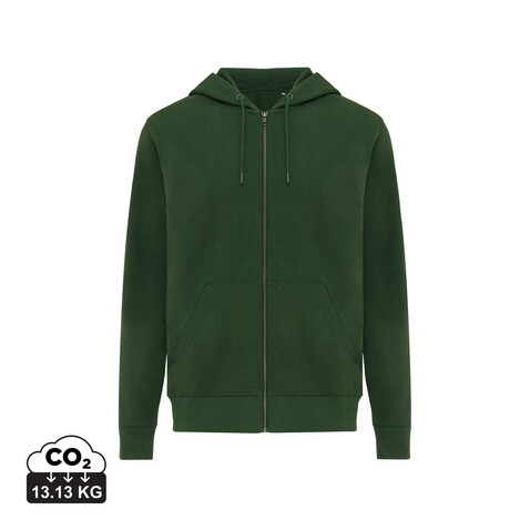 IQONIQ Abisko Zip-Kapuzenpullover aus recycelter Baumwolle forest green bedrucken, Art.-Nr. T9600.005.XXS