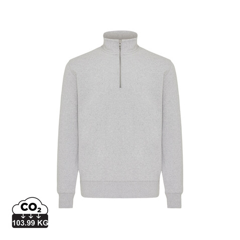 IQONIQ Elgon Quarter-Zip-Sweater aus rec. Baumwolle light heather grey bedrucken, Art.-Nr. T9601.032.5XL