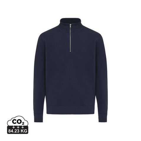 IQONIQ Elgon Quarter-Zip-Sweater aus rec. Baumwolle navy blau bedrucken, Art.-Nr. T9601.002.XXL