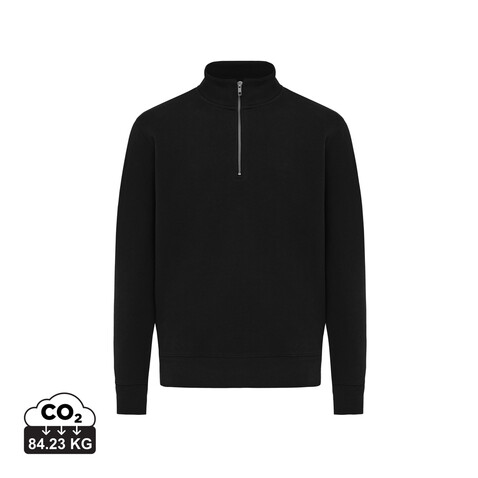 IQONIQ Elgon Quarter-Zip-Sweater aus rec. Baumwolle schwarz bedrucken, Art.-Nr. T9601.001.XXL