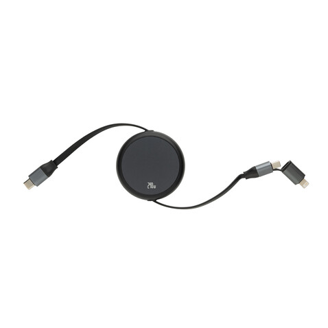 Terra ausziehbares 240W 2-in-1 Kabel aus RCS rec. Aluminium schwarz bedrucken, Art.-Nr. P302.7701