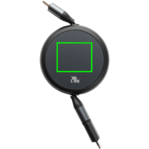 Terra ausziehbares 240W 2-in-1 Kabel aus RCS rec. Aluminium schwarz bedrucken, Art.-Nr. P302.7701
