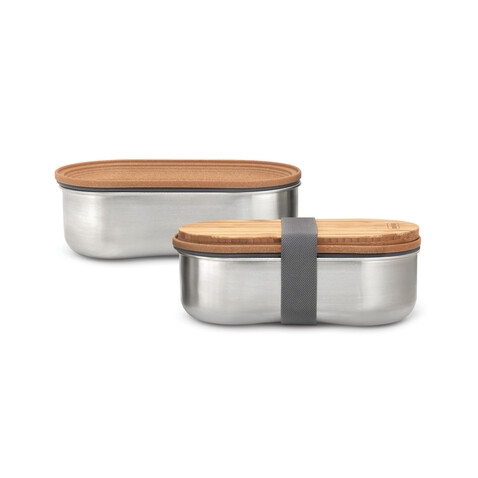 Black+Blum Stainless Steel Double Bento Box grau bedrucken, Art.-Nr. P439.2002 Black+Blum Stainless Steel Double Bento Box grau bedrucken, Art.-Nr. P439.2002