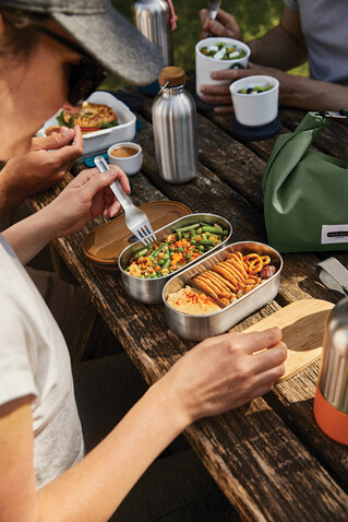Black+Blum Stainless Steel Double Bento Box grau bedrucken, Art.-Nr. P439.2002 Black+Blum Stainless Steel Double Bento Box grau bedrucken, Art.-Nr. P439.2002