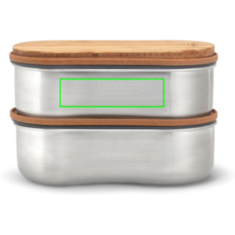 Black+Blum Stainless Steel Double Bento Box grau bedrucken, Art.-Nr. P439.2002 Black+Blum Stainless Steel Double Bento Box grau bedrucken, Art.-Nr. P439.2002