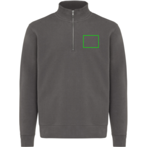 IQONIQ Elgon Quarter-Zip-Sweater aus rec. Baumwolle anthrazit bedrucken, Art.-Nr. T9601.019.L