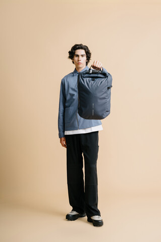 Urban wasserabweisender Anti-Diebstahl Rucksack navy blau, schwarz bedrucken, Art.-Nr. P706.2825 Urban wasserabweisender Anti-Diebstahl Rucksack navy blau, schwarz bedrucken, Art.-Nr. P706.2825