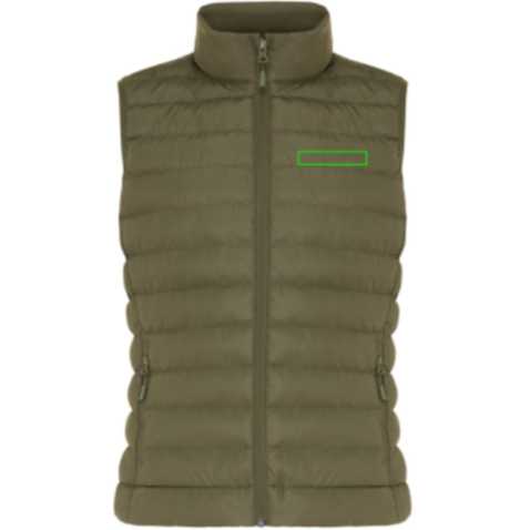 IQONIQ Meru Damen Bodywarmer aus recyceltem Polyester khaki bedrucken, Art.-Nr. T4702.020.XL