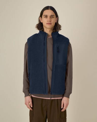 Liner - Die Unisex-Sherpaweste - French Navy - L bedrucken, Art.-Nr. STJU249C7271L