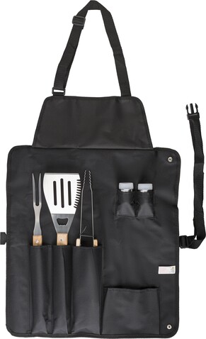Grillset Hugo | Edelstahl | Schürze – Schwarz bedrucken, Art.-Nr. 001999999_2631
