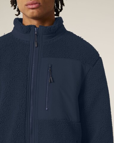 Brooker - Die Relaxed Unisex-Sherpajacke - French Navy - S bedrucken, Art.-Nr. STJU248C7271S