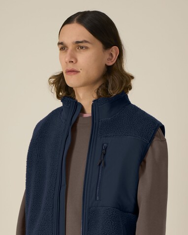 Liner - Die Unisex-Sherpaweste - French Navy - M bedrucken, Art.-Nr. STJU249C7271M