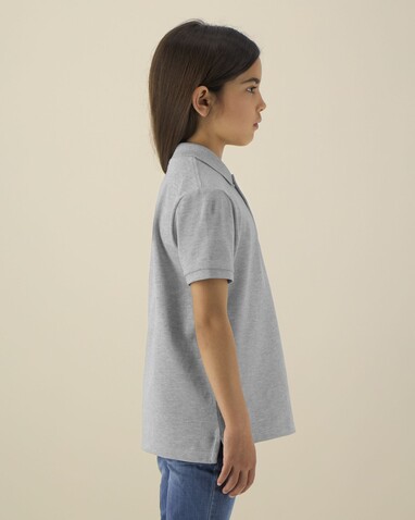 Mini Sprinter - Das Iconic Kinder-Polo - Heather Grey - 9-11/134-146cm bedrucken, Art.-Nr. STPK908C25009