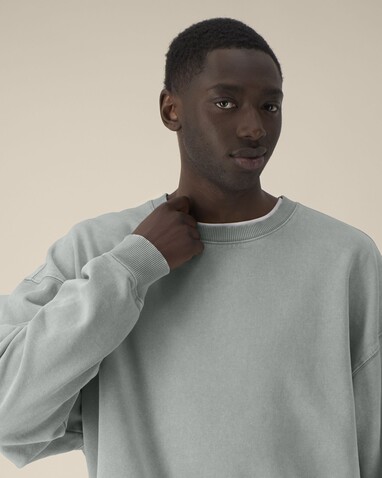 Radder 2.0 Vintage - Das Oversized Garment-Dyed Rundhals-Unisex-Sweatshirt - G. Dyed Misty Grey - XS bedrucken, Art.-Nr. STSU210C157XS