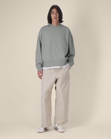 Ryler - Das Boxy Rundhals-Unisex-Sweatshirt aus recycelter Baumwolle - Misty Grey - XXS bedrucken, Art.-Nr. STSU255C1382S