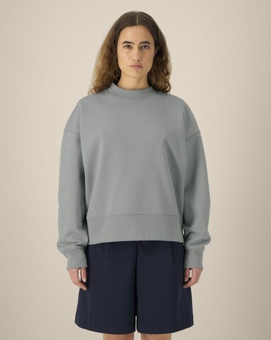 Ryler - Das Boxy Rundhals-Unisex-Sweatshirt aus recycelter Baumwolle - Misty Grey - L bedrucken, Art.-Nr. STSU255C1381L