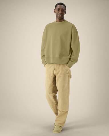Ryler - Das Boxy Rundhals-Unisex-Sweatshirt aus recycelter Baumwolle - Faded Olive - XS bedrucken, Art.-Nr. STSU255C153XS